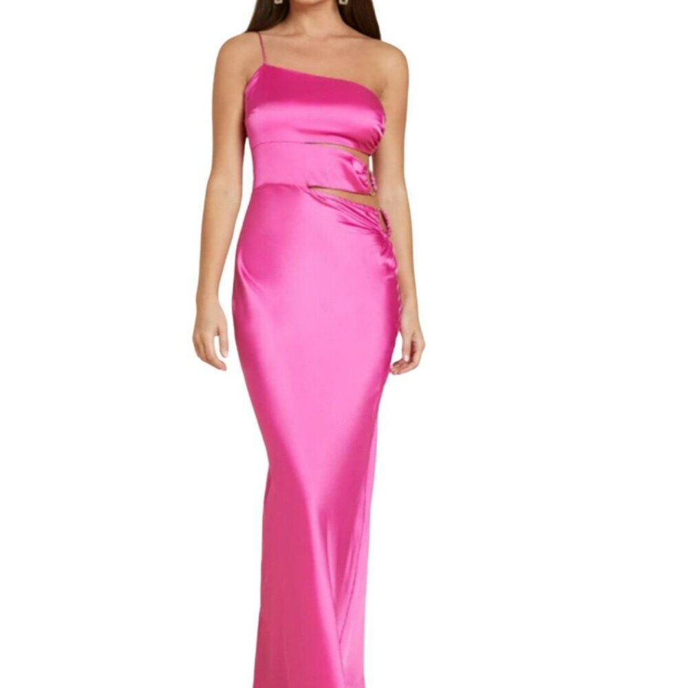 Runaway Sawyer Cutout Satin Maxi Dress Orchid Pink Size XS NWT